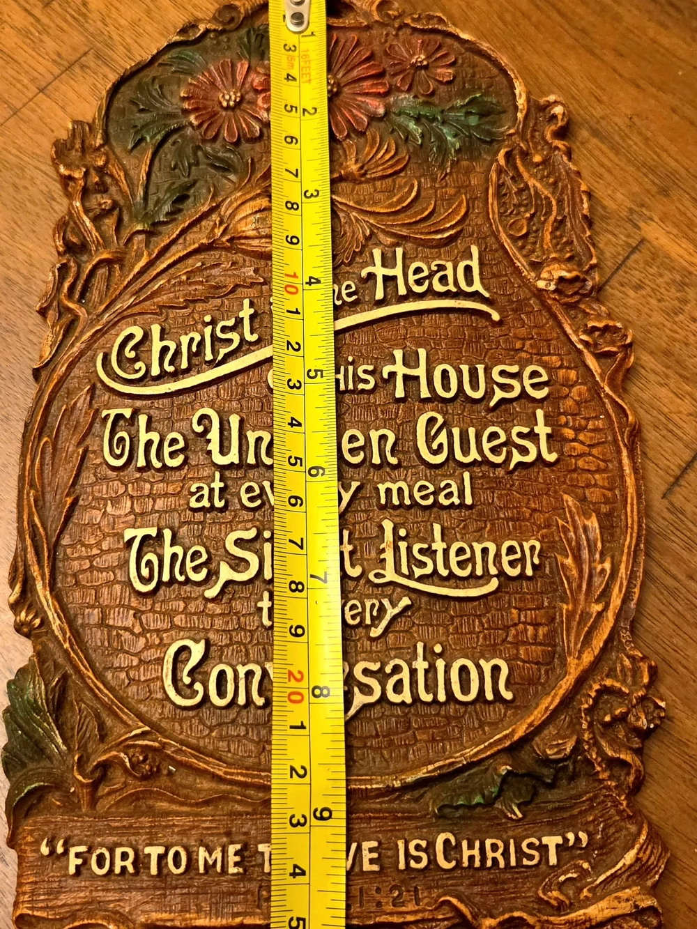 Vintage Christian Wall Plaque Christ Is the Head of This House Philippians 1:21